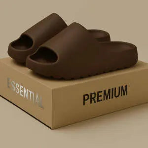 Women's thick-soled beach slippers in beige, black, brown, or green colours on an EVA injection moulded sole.