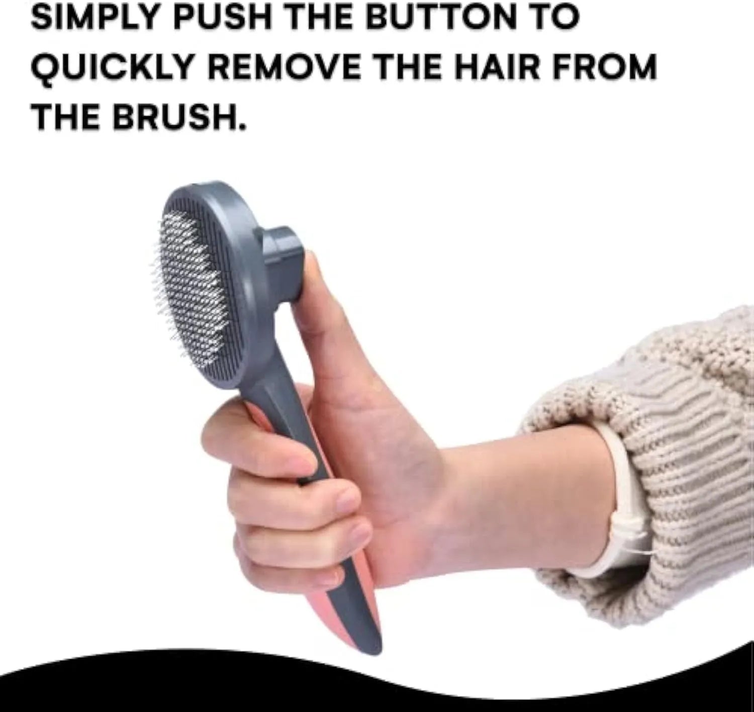 Grey, green, or pink self-cleaning slicker brush for grooming cats and dogs on a white background