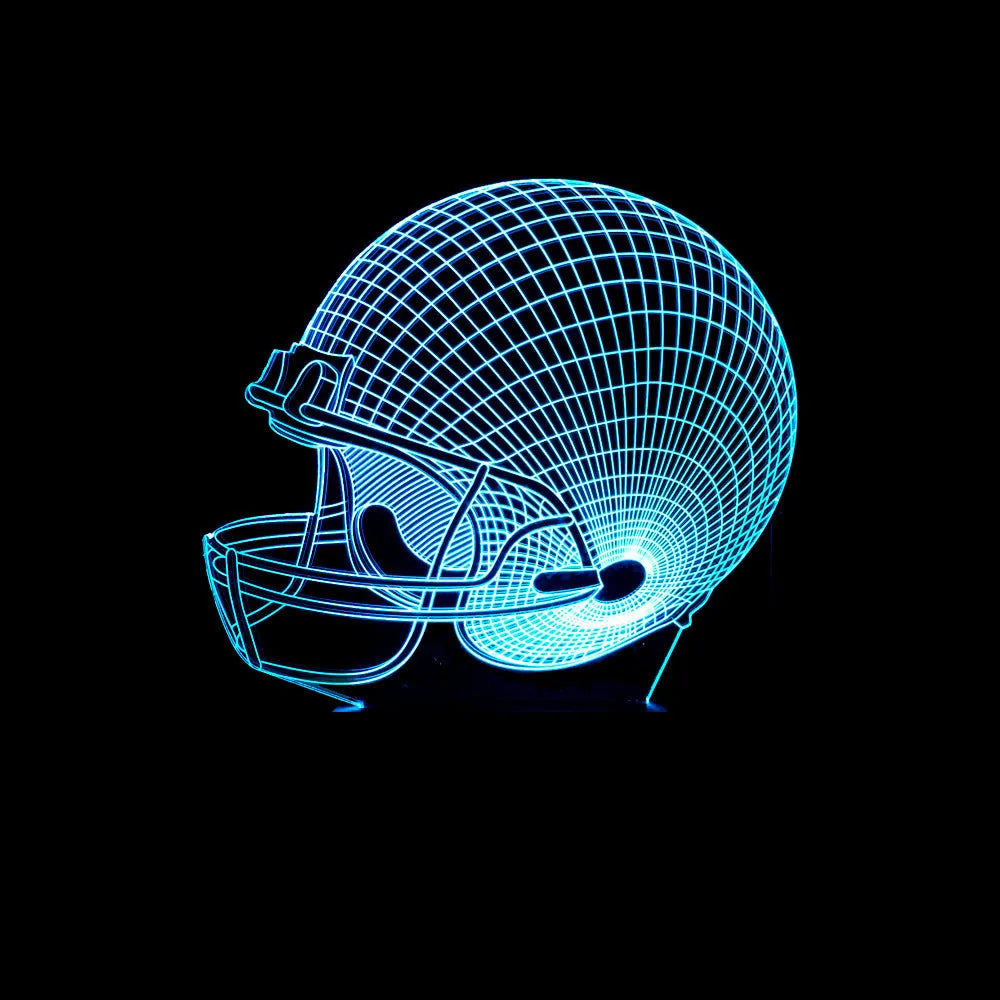 Rugby hat shaped 3D lamp with USB cable and coloured light effect