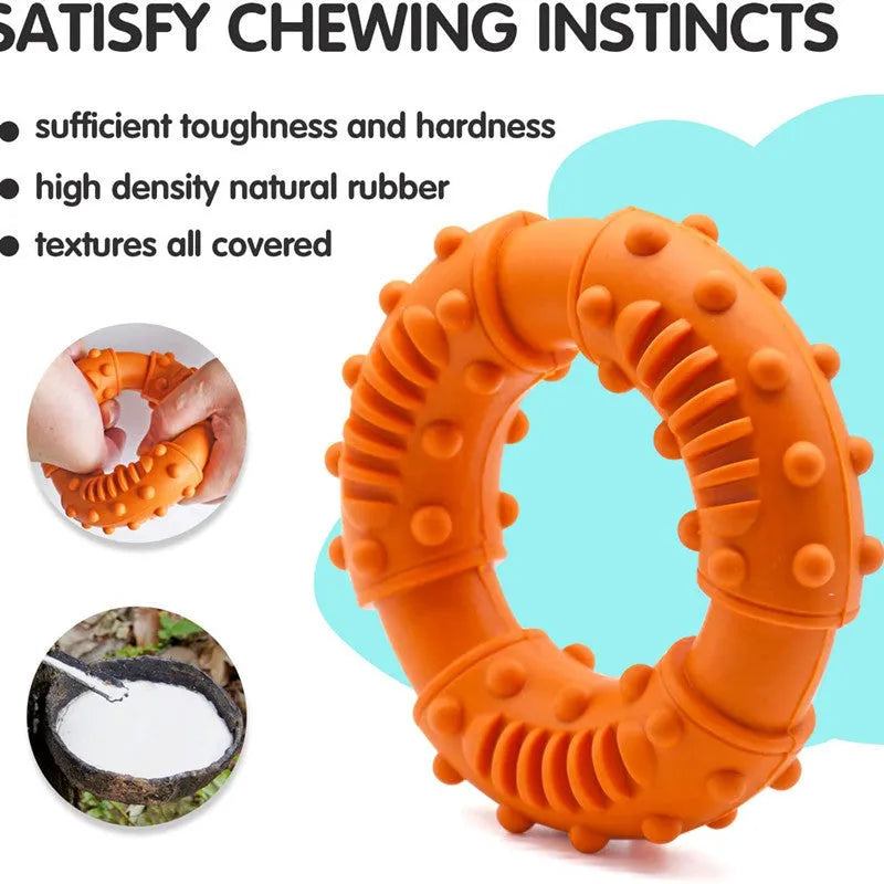 Blue, orange, and red hollow dog fetching stick toy for safe chew and retrieve games.