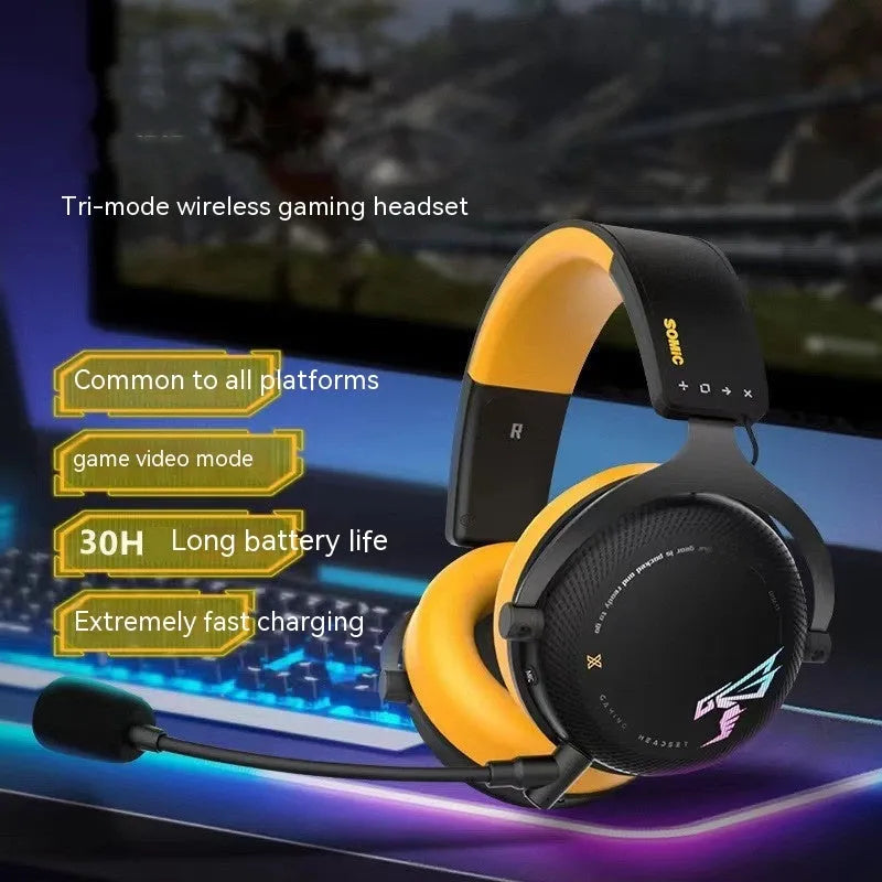 G760 head-mounted headphones with microphone, 50mm moving coil drivers, wired USB or wireless three-template version