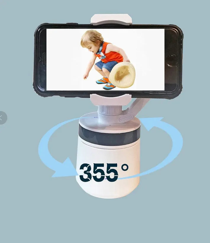 GK01 AI face recognition live selfie gimbal in black or white with Bluetooth, 360 follow-up, aluminium alloy body, and dual USB slots