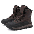 Men's black fleece-lined high-top lace-up boots with a flat heel and ribbed sole.