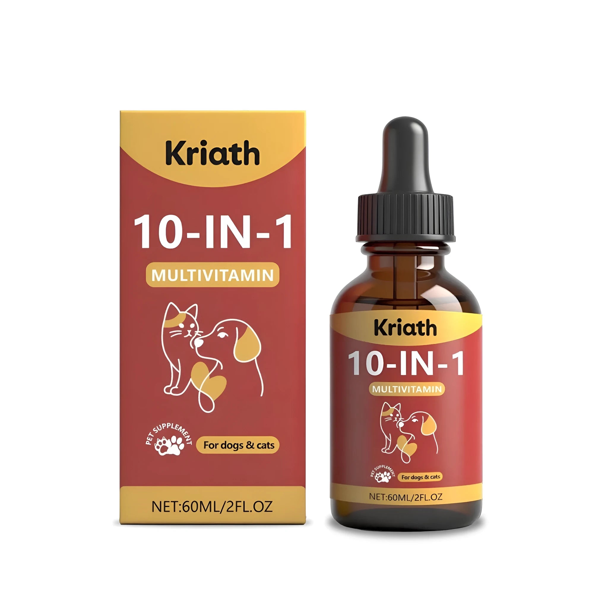 60ml bottle of pet multivitamin oral liquid supplement for cats and dogs.