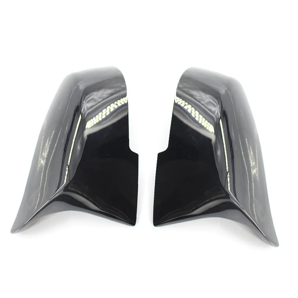 Pair of paint bright black BMW horn-style rear view mirror shells for F-series models