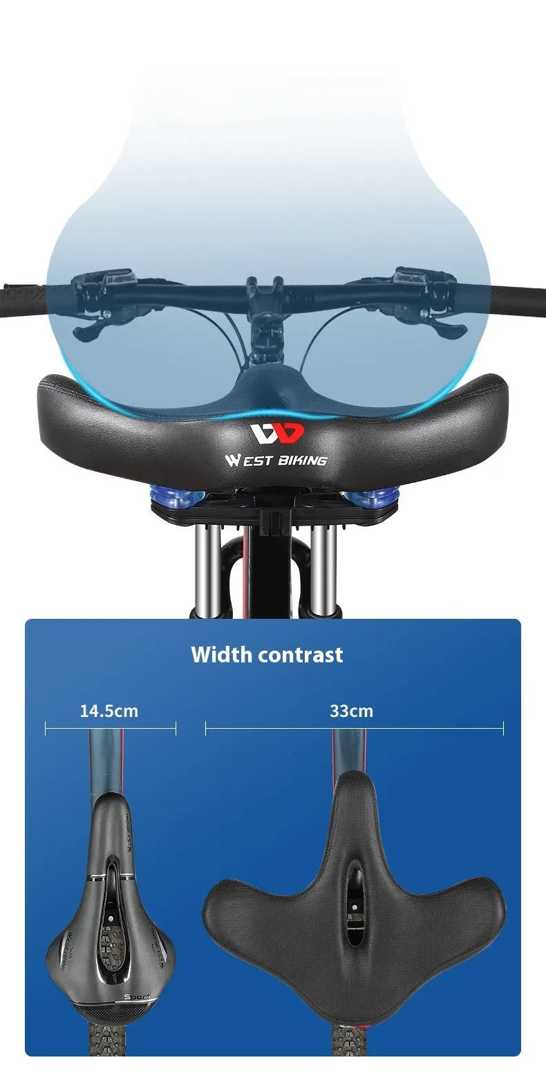 Black bicycle seat cushion with leather cover and thickened foam padding