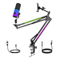 ZX777 moving coil microphone with USB XLR dual-mode interface, noise reduction, and ZX777RGB bracket type