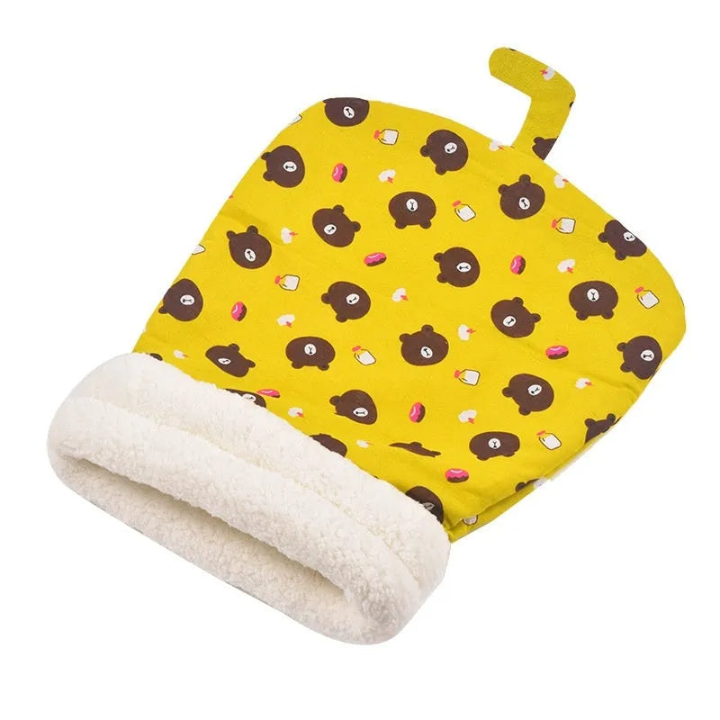 Lambswool thickened pocketable cat nest 55x45cm in green with white inner lining for small dogs