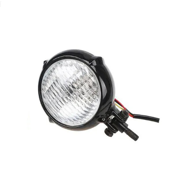 Harley headlights with black electroplated aluminium housing and halogen bulb