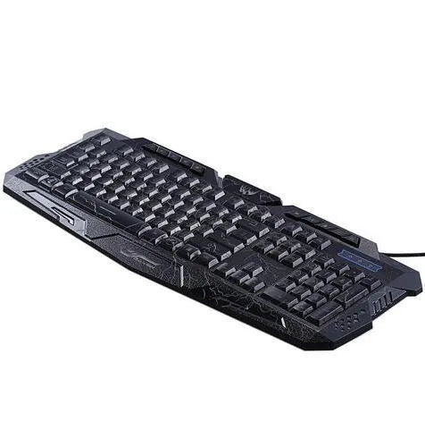 3-colour LED gaming keyboard M200 with blue purple red backlight, black, ergonomic S-shape