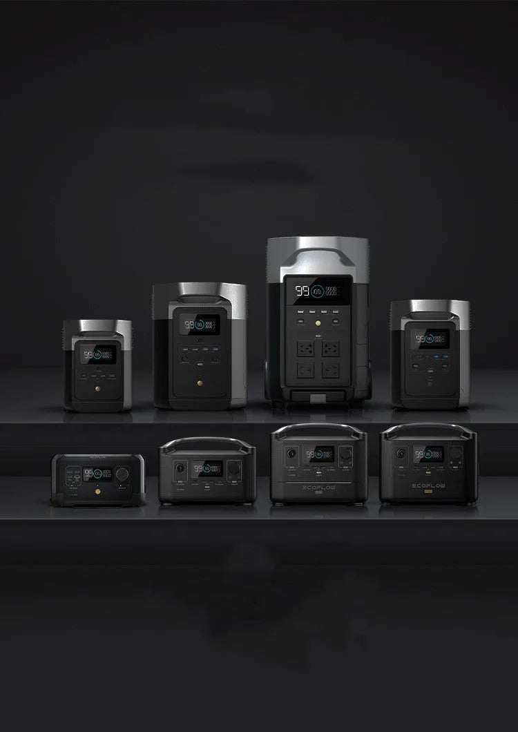 Rui Pro 720Wh portable power station with LCD screen and multiple output ports on a black casing.