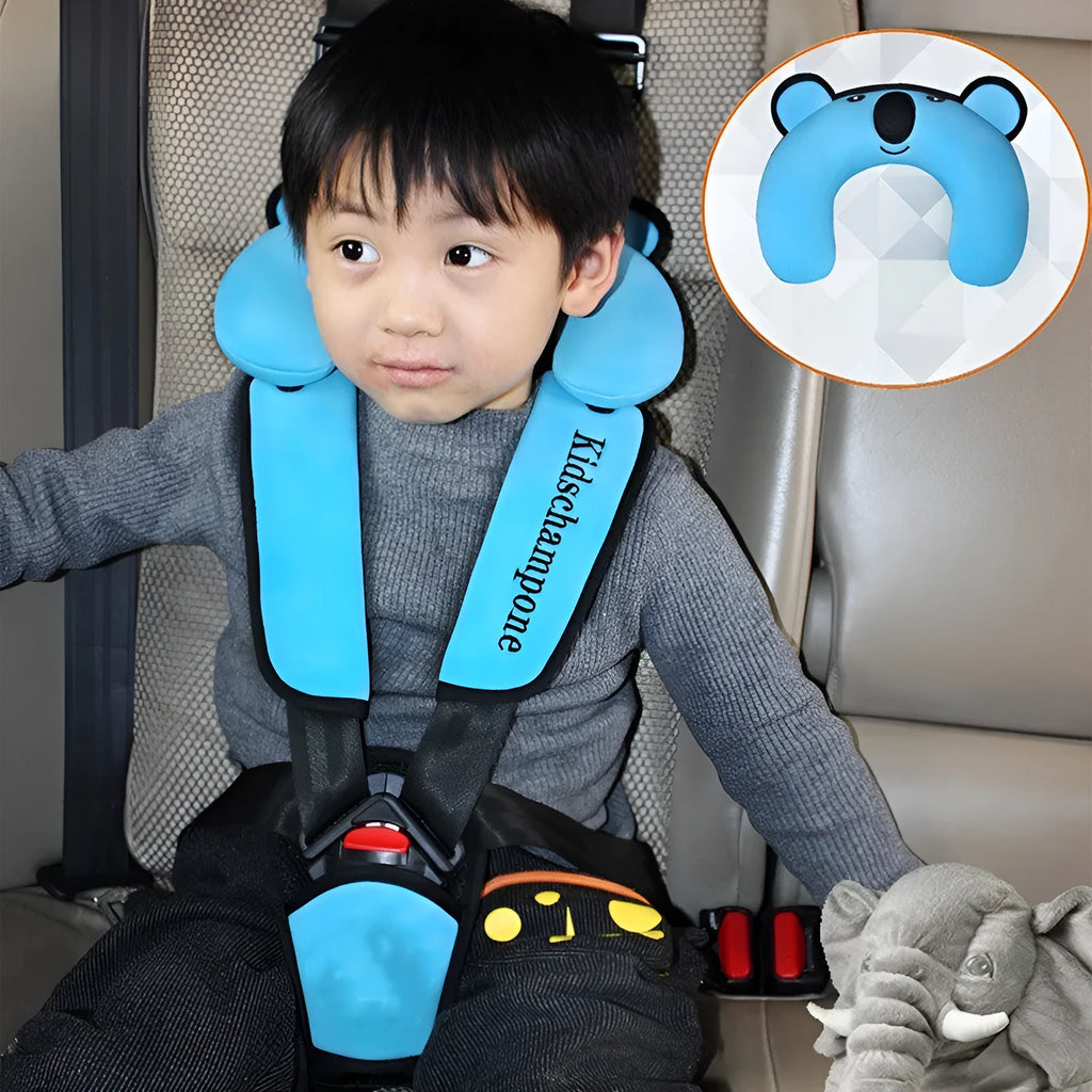 Cute Number One portable child car seat belt retainer in pink, red, or blue.