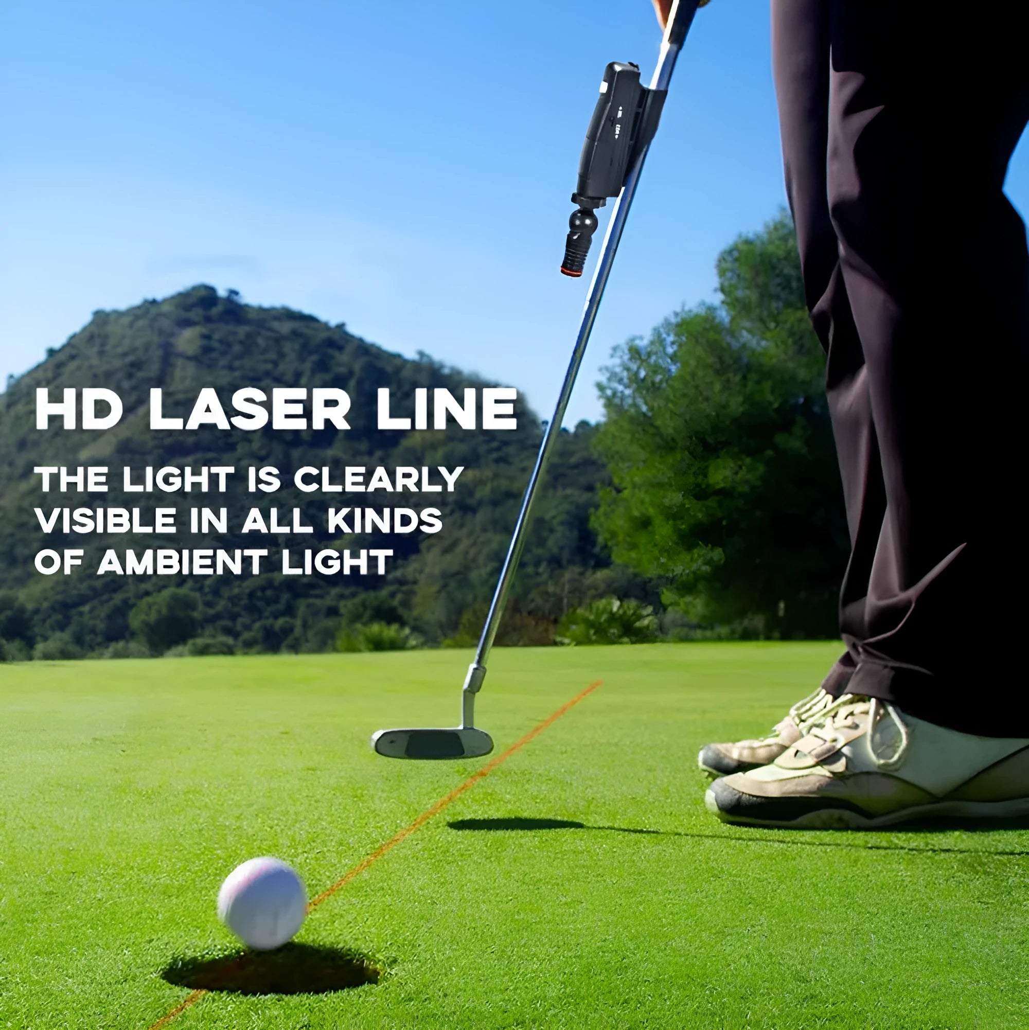 Black golf laser aiming instrument for putting alignment training