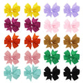 Assortment of 20 colourful 3-inch grosgrain ribbon hair bows with alligator clips for baby girls