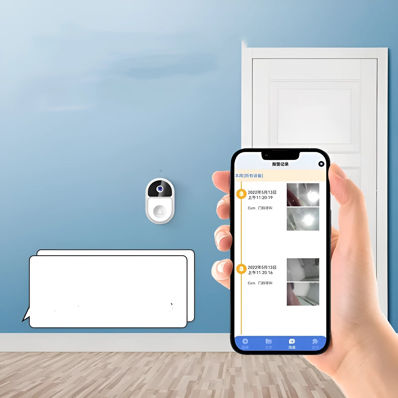 Doodle Smart Visual Doorbell V8 two-way intercom in black or white with USB charging