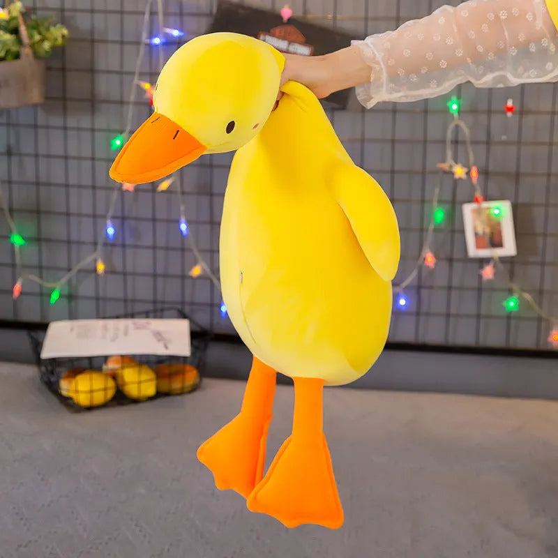 Lying style plush duck toy in white, yellow or pink, 65cm to 160cm, down cotton filled.