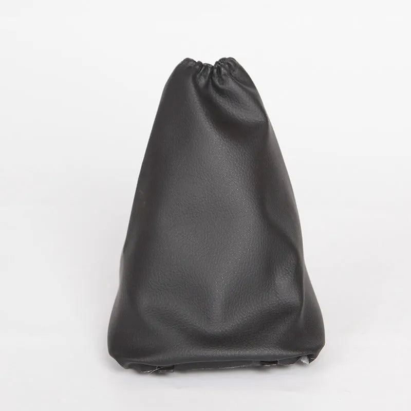 Black genuine leather car shift lever dirt-proof protective sleeve.