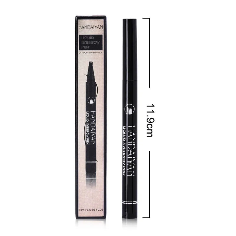 Four-head eyebrow pencil in black with colour options: light coffee, gray coffee, brown, dark brown