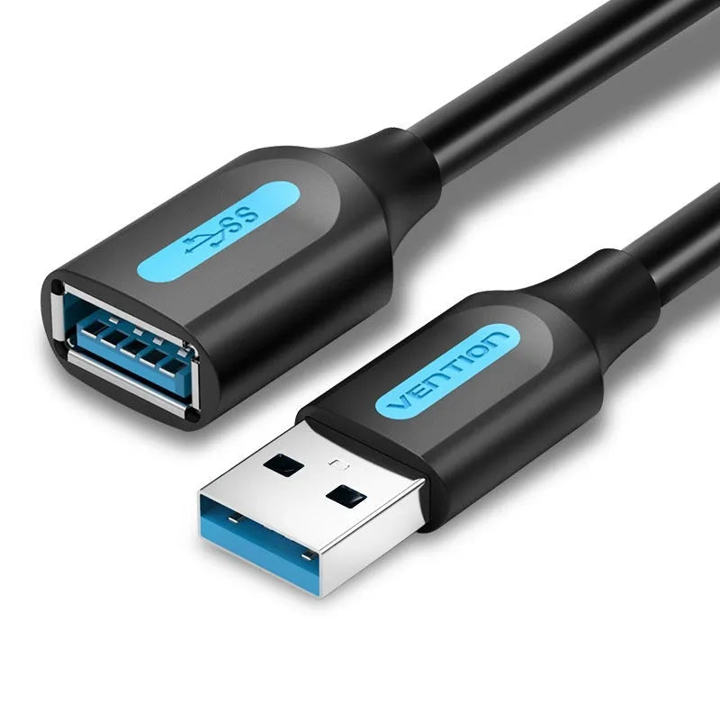 Black USB extension cable for wireless network card, 2.0 or 3.0 option, 0.5m to 5m length