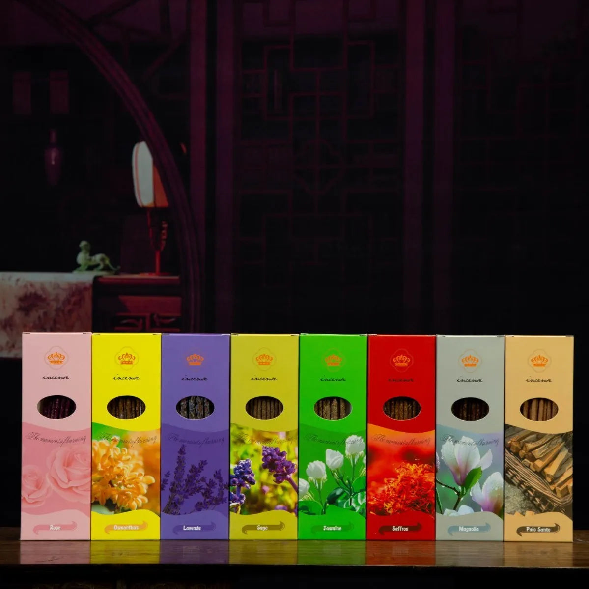 Argentinian handmade aromatherapy incense sticks set with 8 fragrance options and storage box
