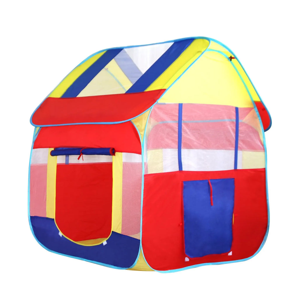 Children's play tent 120 x 120 x 130 cm polyester fabric with roll-up curtain in blue or pink