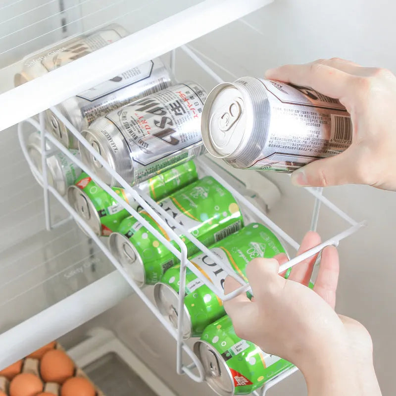 Double-layer iron kitchen storage rack in picture colour, 28x18x14cm, for cans and desktop organisation