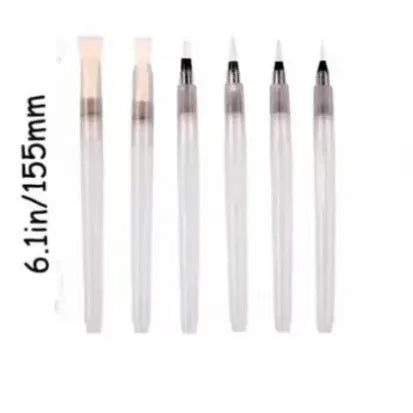 Cartoon wood pulp paper painting set with cellulose sponge, heart, round and square paper shapes, and six fountain pens