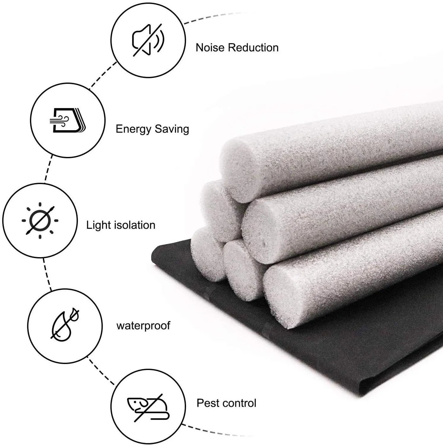 Flexible door bottom sealing strip in white and brown, 65g, 21x15x6.5cm, on hard floor