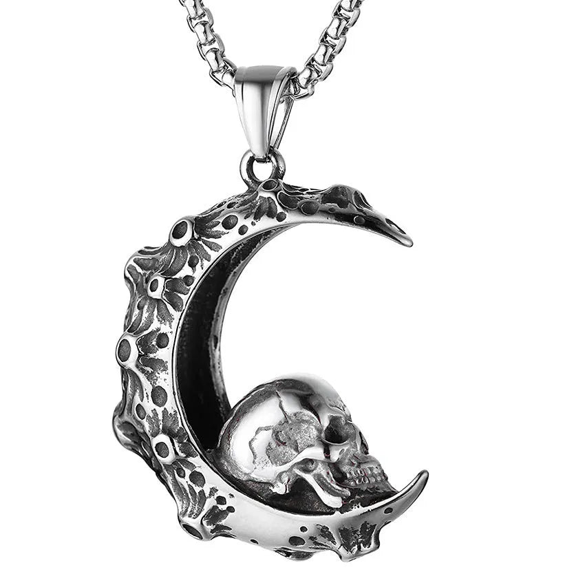 Men's silver stainless steel necklace with alloy pendant in sports style design
