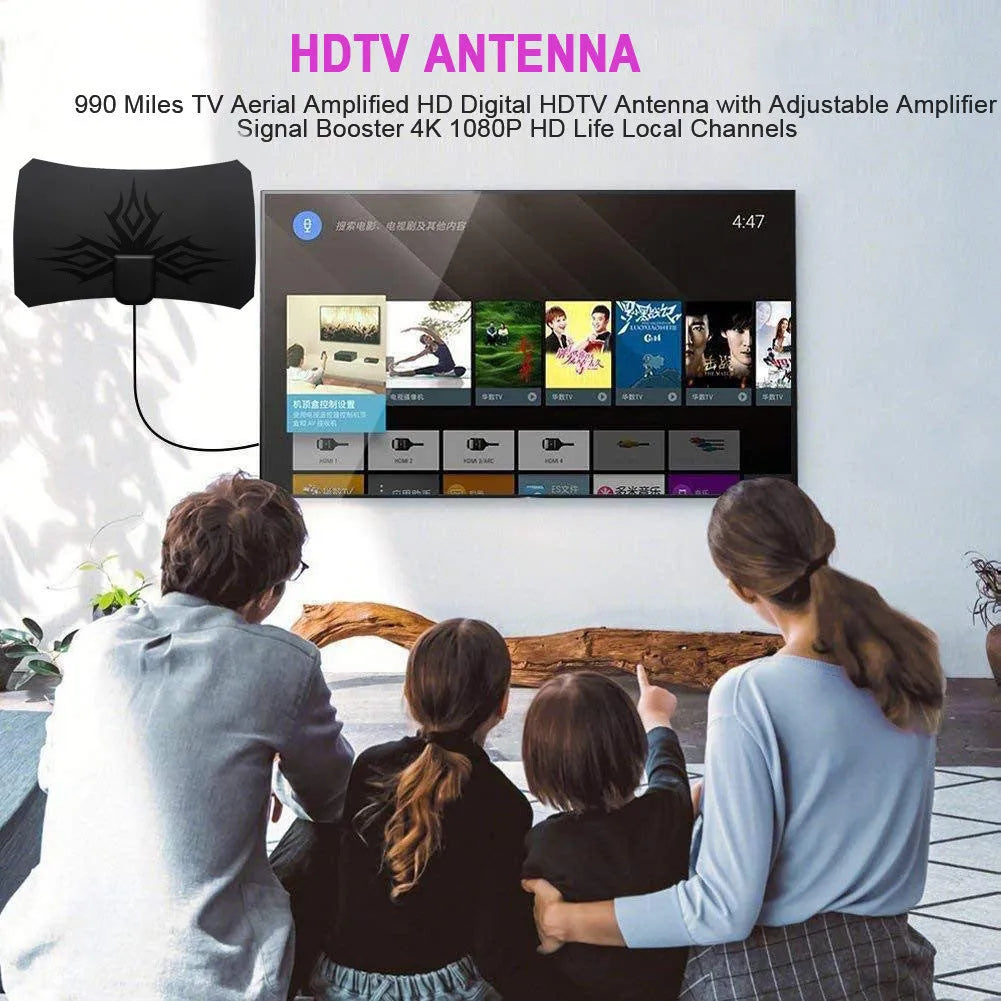 Black irregular flame pattern indoor HDTV antenna for digital TV reception 174-862 MHz