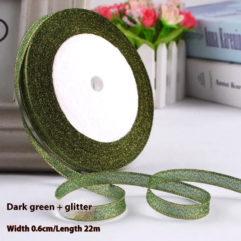 Polyester gift packaging ribbon roll in selected colour, 0.6cm wide decorative band