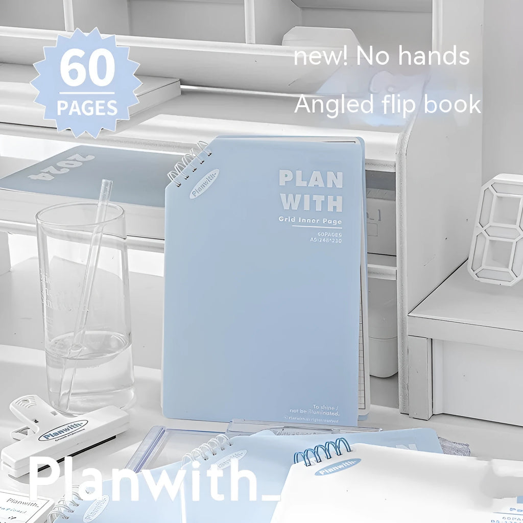 Oblique Angle Book Series Salt Series notebook in A5 or B5 size with a choice of white, plaid blue, or blue cover.