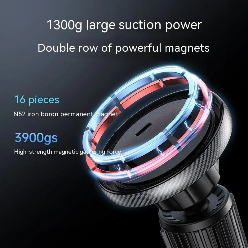 Car mobile phone air outlet holder with metal hook and magnetic suction bracket, adjustable waterfall style vent mount
