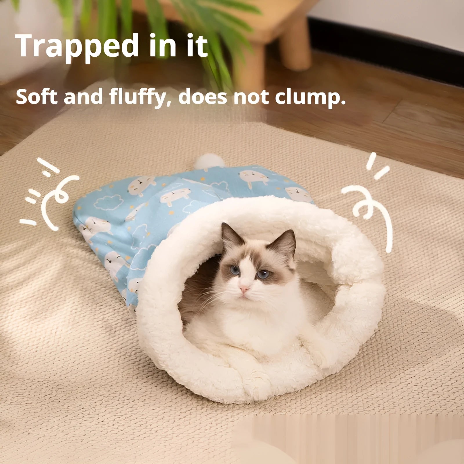 Pink Trojan design flannel cat sleeping bag nest measuring 50cm by 40cm