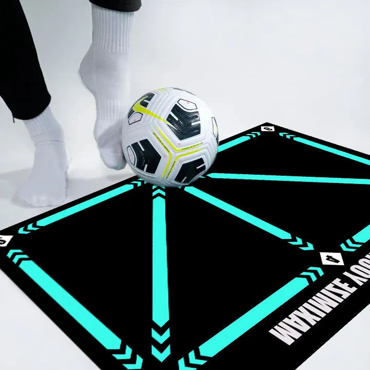 Rubber football training mat in cushion colour with socks included for indoor skill practice
