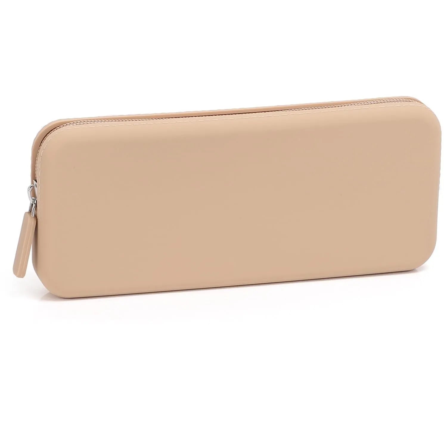 Silicone dustproof makeup brush storage bag in assorted colours, shown with dimensions 20cm by 8cm.