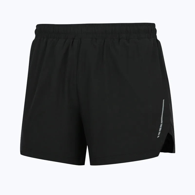 Unisex quick-dry running shorts in grey, shown in a straight-leg fit for athletic movement.