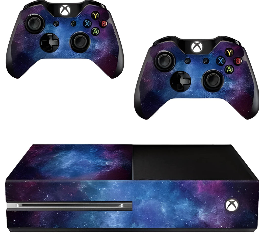 Blue matte Xbox One film skin sticker set with 12-wire thickness for console protection