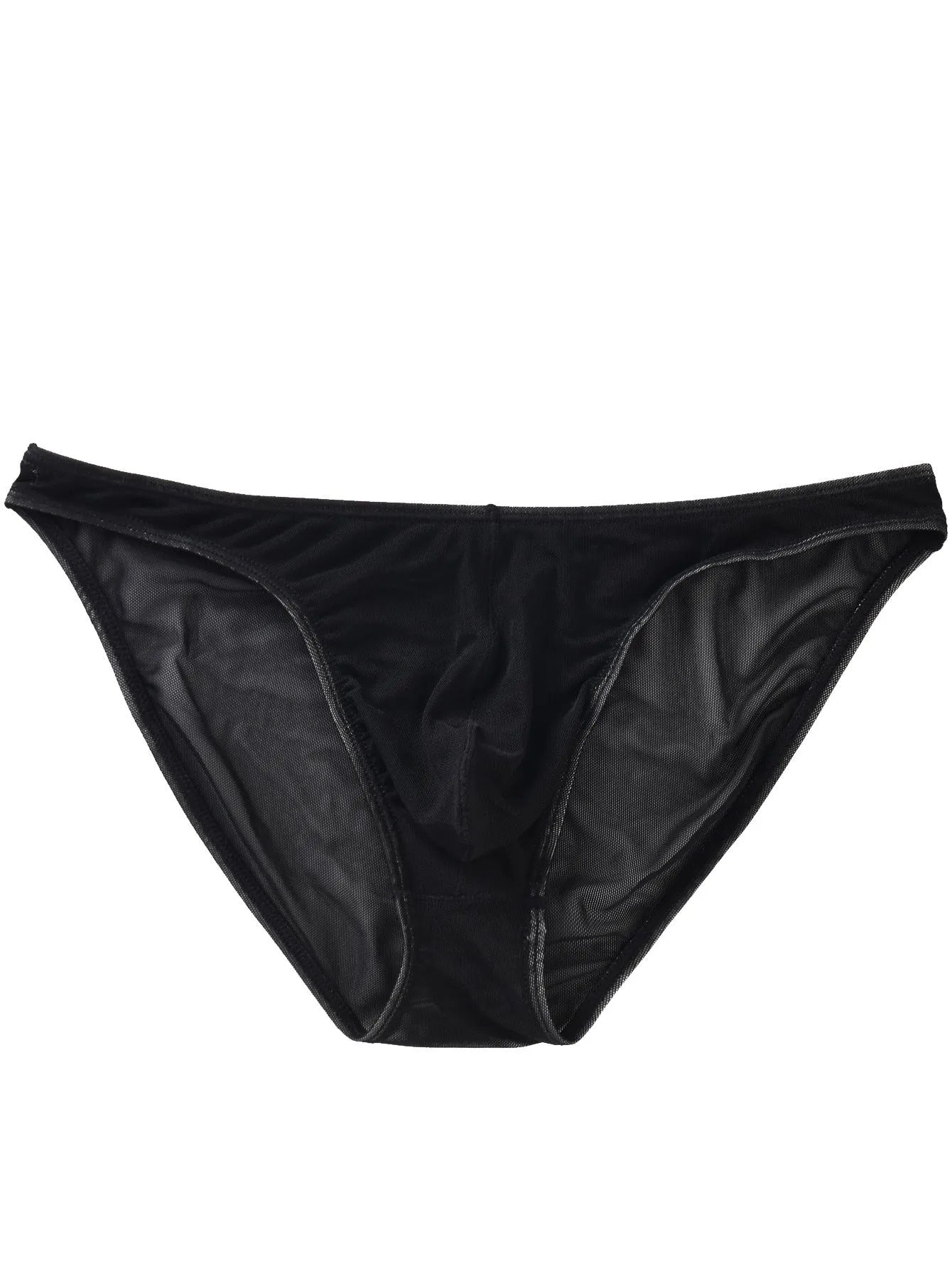 Men's black quick-drying nylon triangle briefs with low waist design