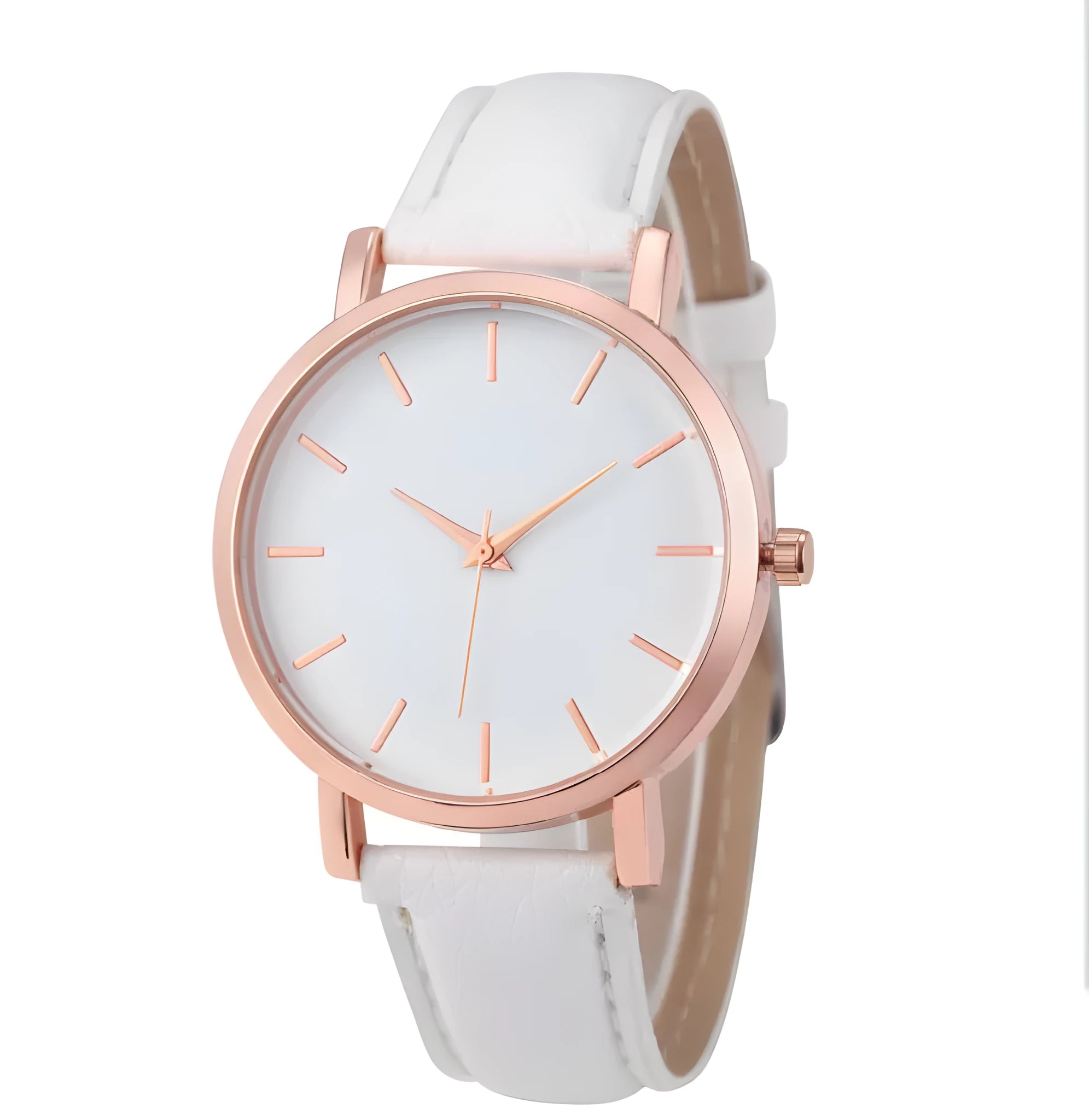 Children's quartz watch with round dial, world time feature, black imitation leather strap, and metal pin buckle on a white background