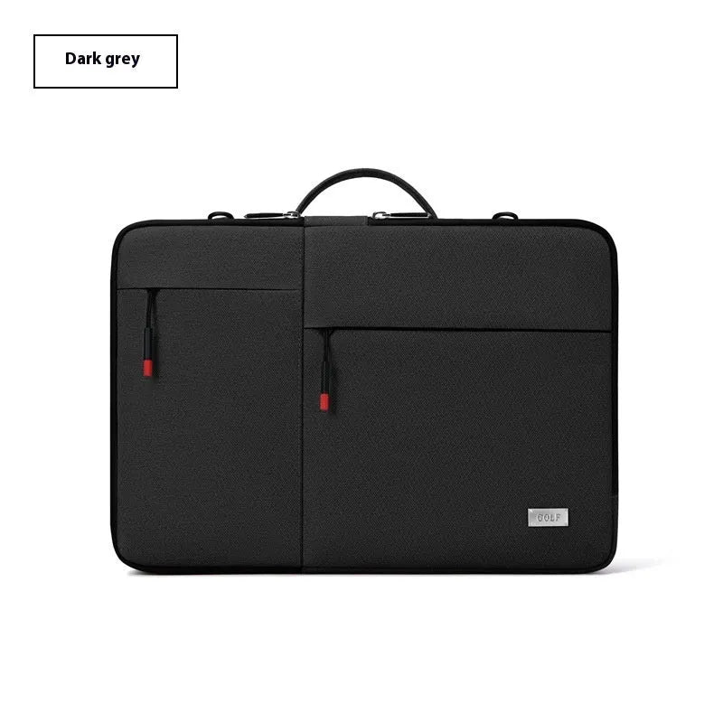 Men's 14-inch laptop shoulder bag in dark gray Oxford fabric with shockproof protection