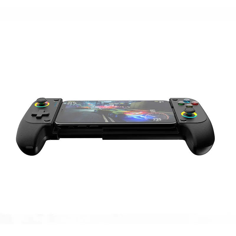 Black Bluetooth wireless stretching trigger mobile game controller for Android and iOS phones