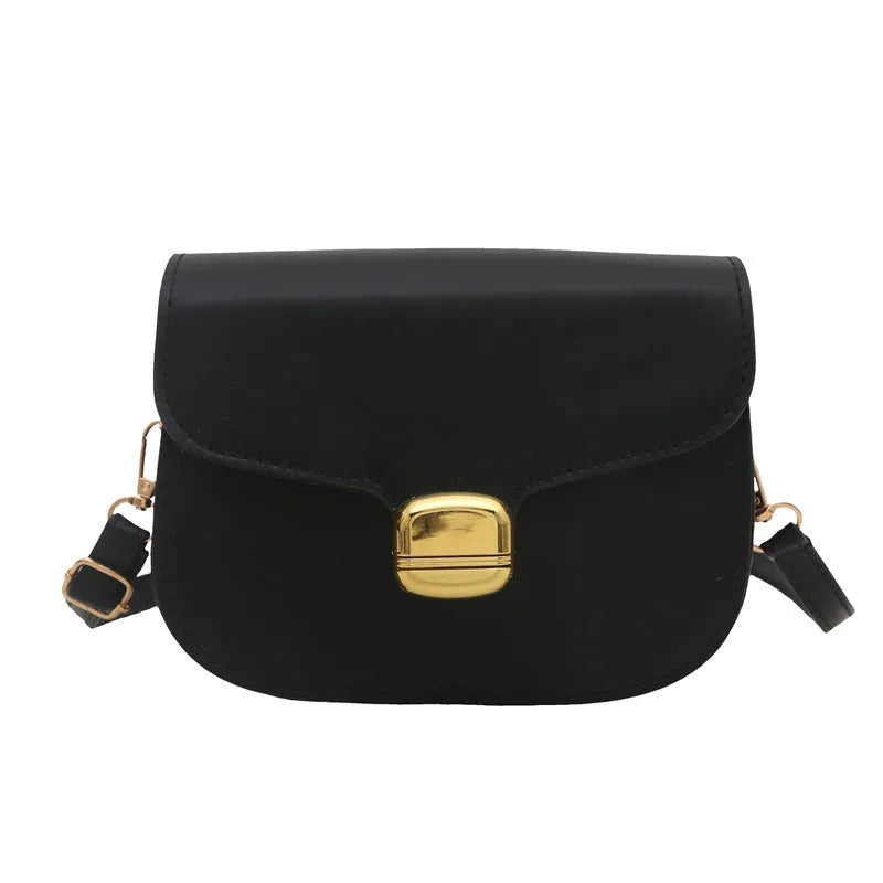 Simple PU leather women's handbag showing internal zipper pocket and phone compartment