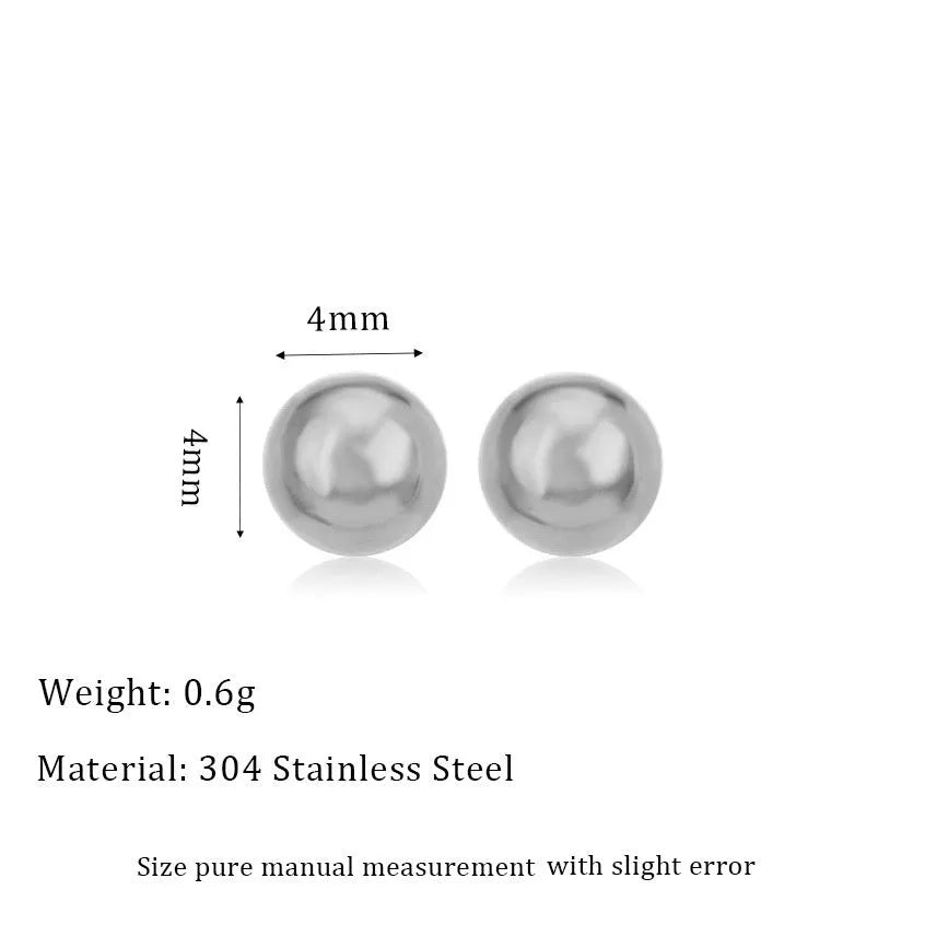 Stainless steel 18K gold-plated ball stud earrings in geometric round design