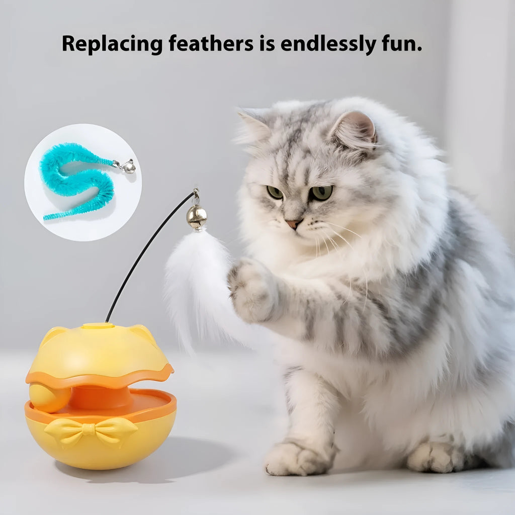 Electric cat toy tumbler in Soft Fog Grey colour, showing a compact plastic body designed for erratic rolling movement.