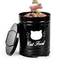 Black and white round iron sheet storage cans with 301-500ml capacity for pantry organisation.