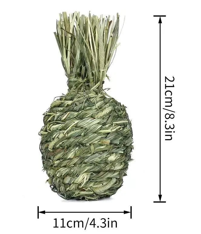 Natural timothy grass pet chew toy in pear shape for rabbits and guinea pigs