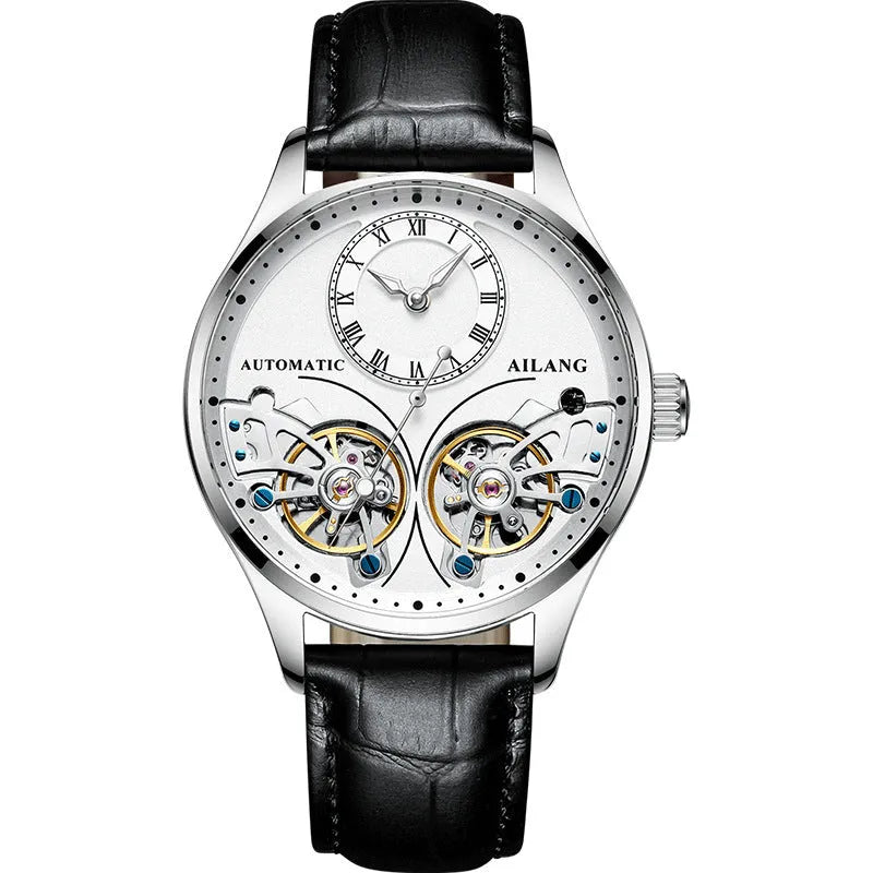 Seiko automatic men's watch with tourbillon and moon phase complications on wrist