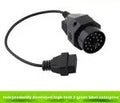 OBD2 adapter cable with black BMW 20-pin male connector and standard 16-pin female OBD2 connector