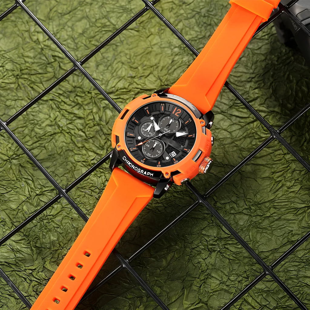 Men's multi-function watch with luminous display and calendar, waterproof to 30 metres with 51mm case